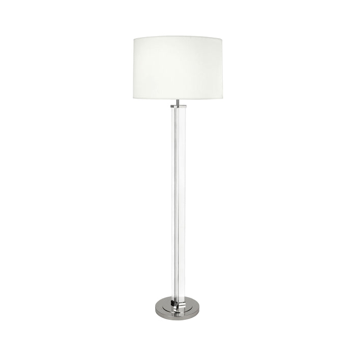 Fineas Floor Lamp in Clear Glass and Polished Nickel/Ascot White.