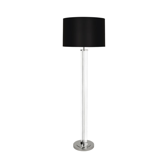 Fineas Floor Lamp in Clear Glass and Polished Nickel/Black Painted Opaque.