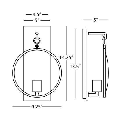 Fineas Wall Light - line drawing.