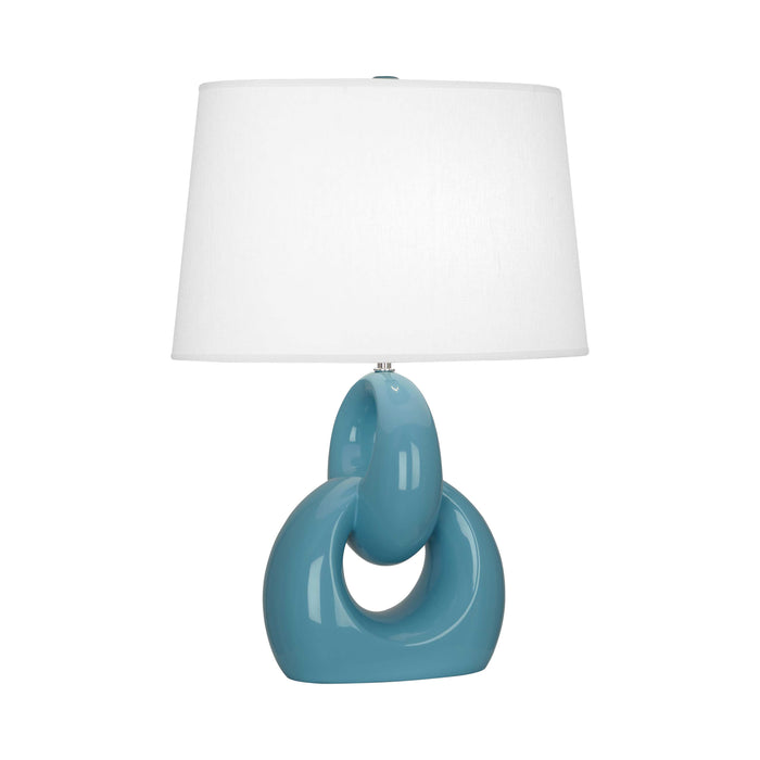 Fusion Table Lamp in Steel Blue.