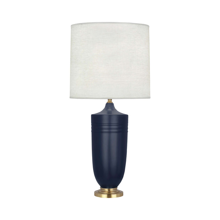 Hadrian Table Lamp in Matte Midnight Blue Glazed/Modern Brass.