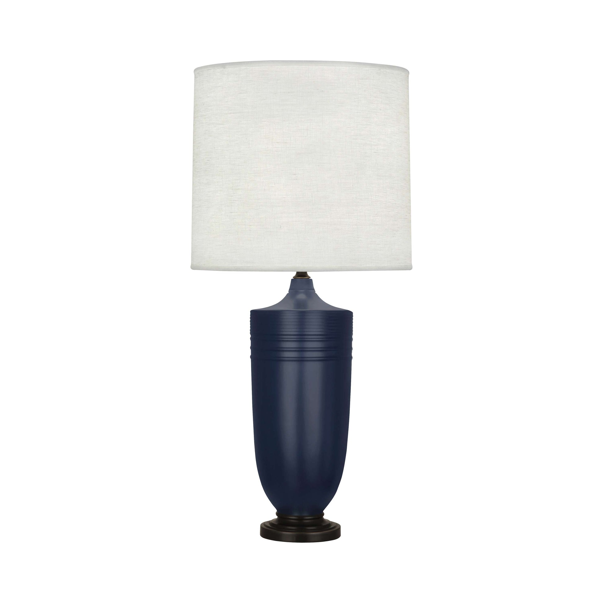 Hadrian Table Lamp in Matte Midnight Blue Glazed/Deep Patina Bronze.