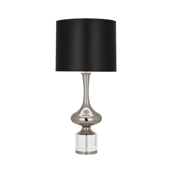 Jeannie Table Lamp in Polished Nickel/Black Parchment Shade.
