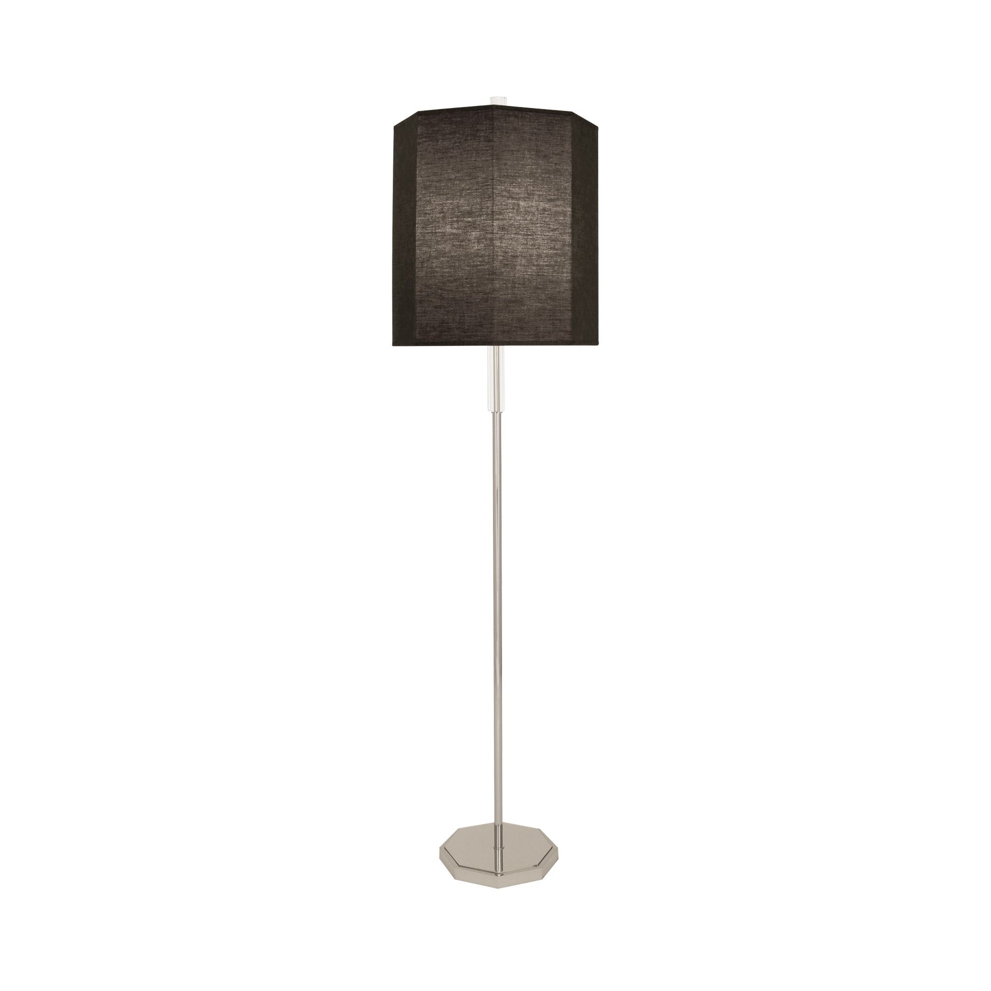 Kate Floor Lamp in Raven Black/Polished Nickel.