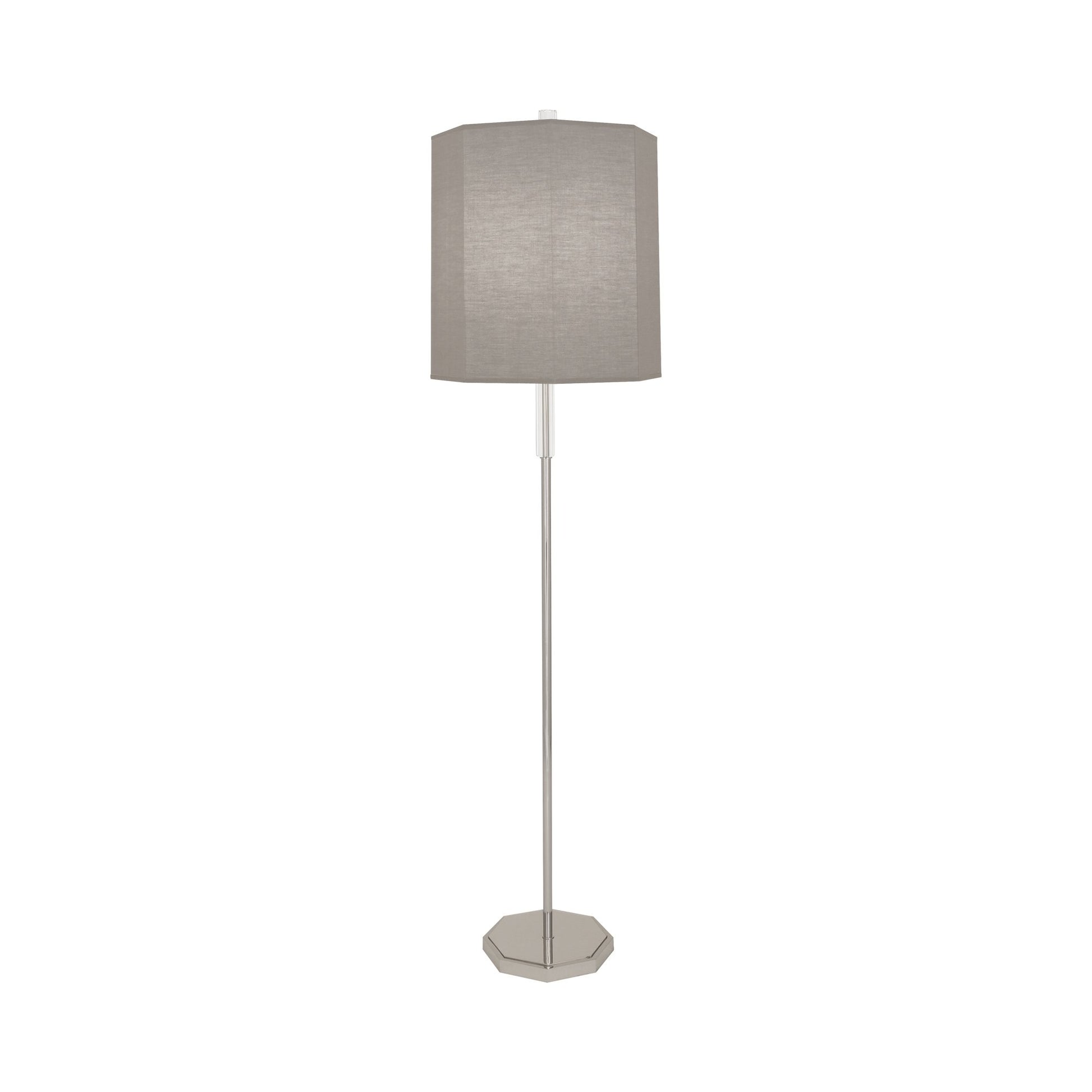 Kate Floor Lamp in Smoke Gray/Polished Nickel.