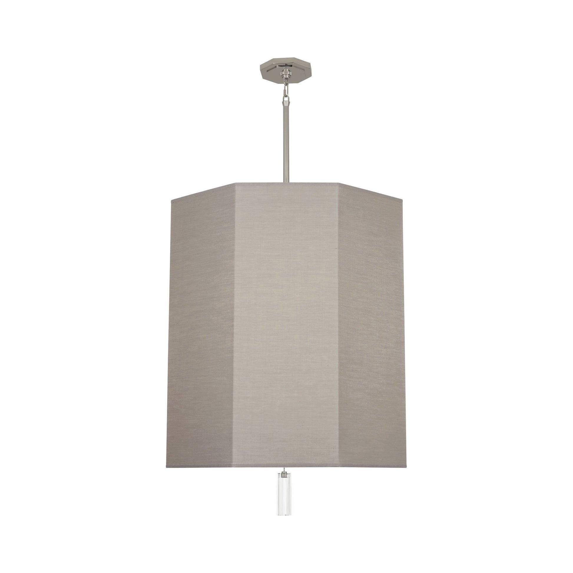 Kate Pendant Light in Smoke Gray/Polished Nickel.