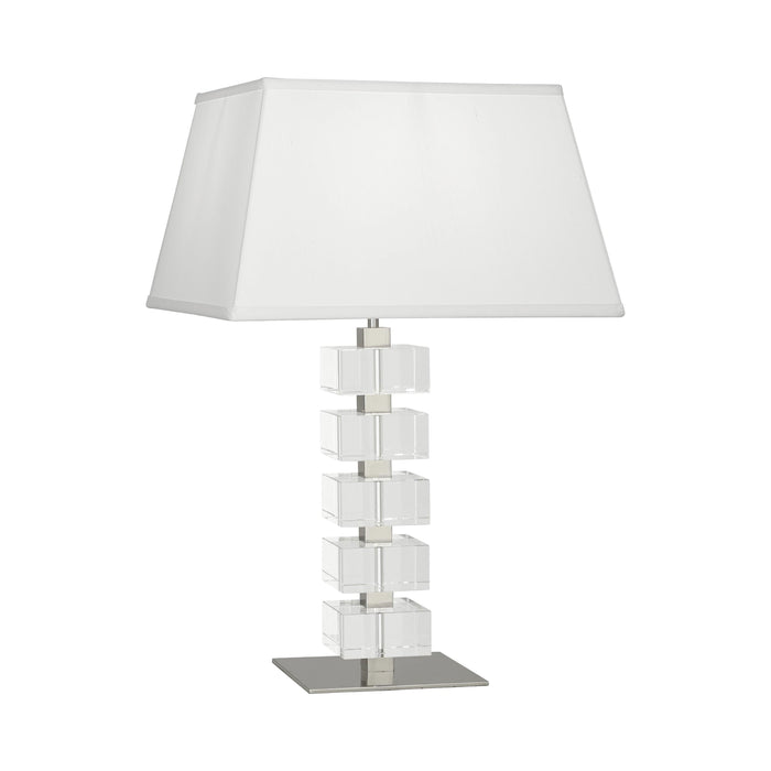 Monaco Table Lamp in Polished Nickel and Clear Crystal Blocks (Square).