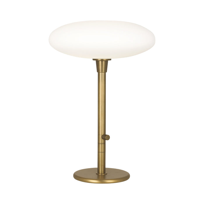 Ovo Table Lamp in Aged Brass.
