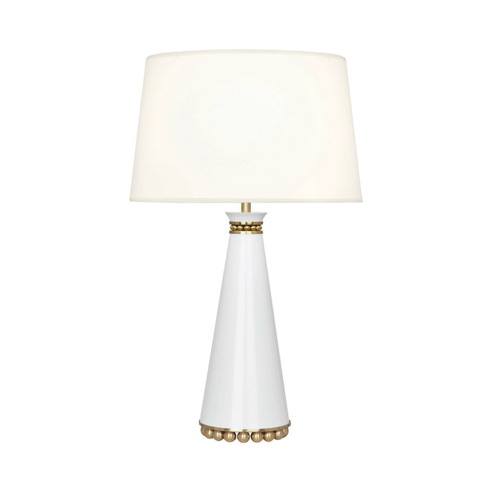Pearl Table Lamp in Lily/ Modern Brass/Fabric Hardback.