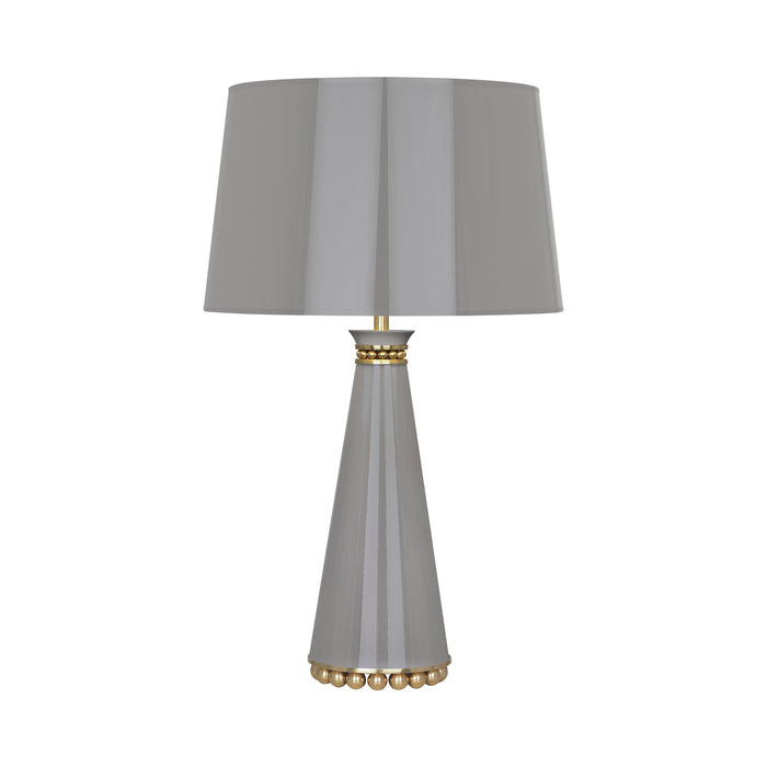 Pearl Table Lamp in Smoky Taupe/ Modern Brass/Painted Paper.
