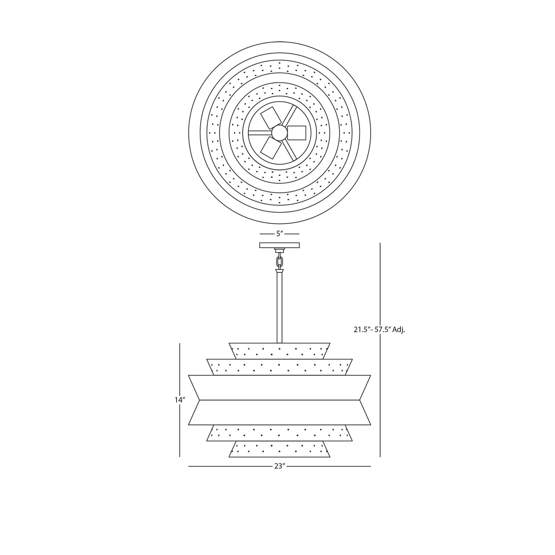 Pierce Large Pendant Light - line drawing.