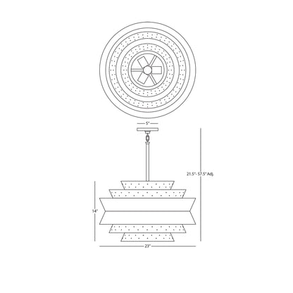 Pierce Large Pendant Light - line drawing.