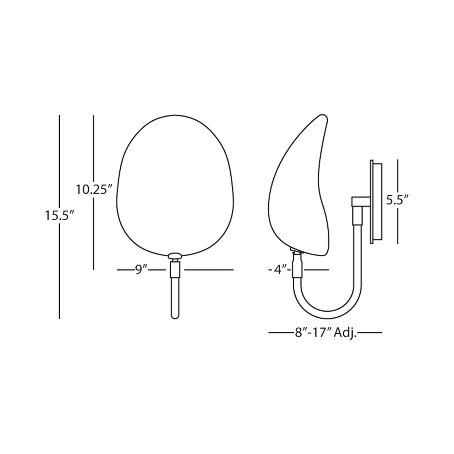 Racer Wall Light - line drawing.