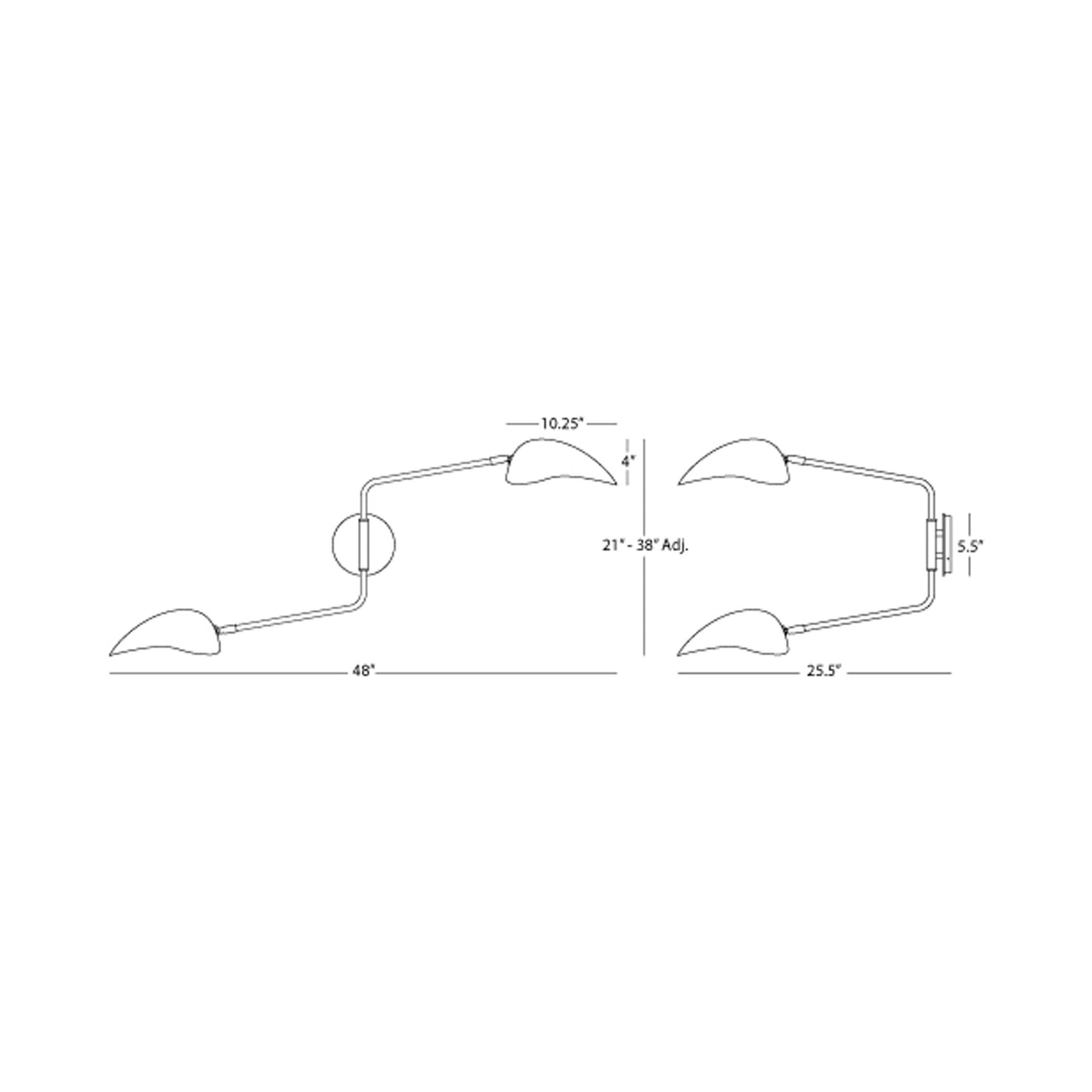 Racer Wall Light - line drawing.