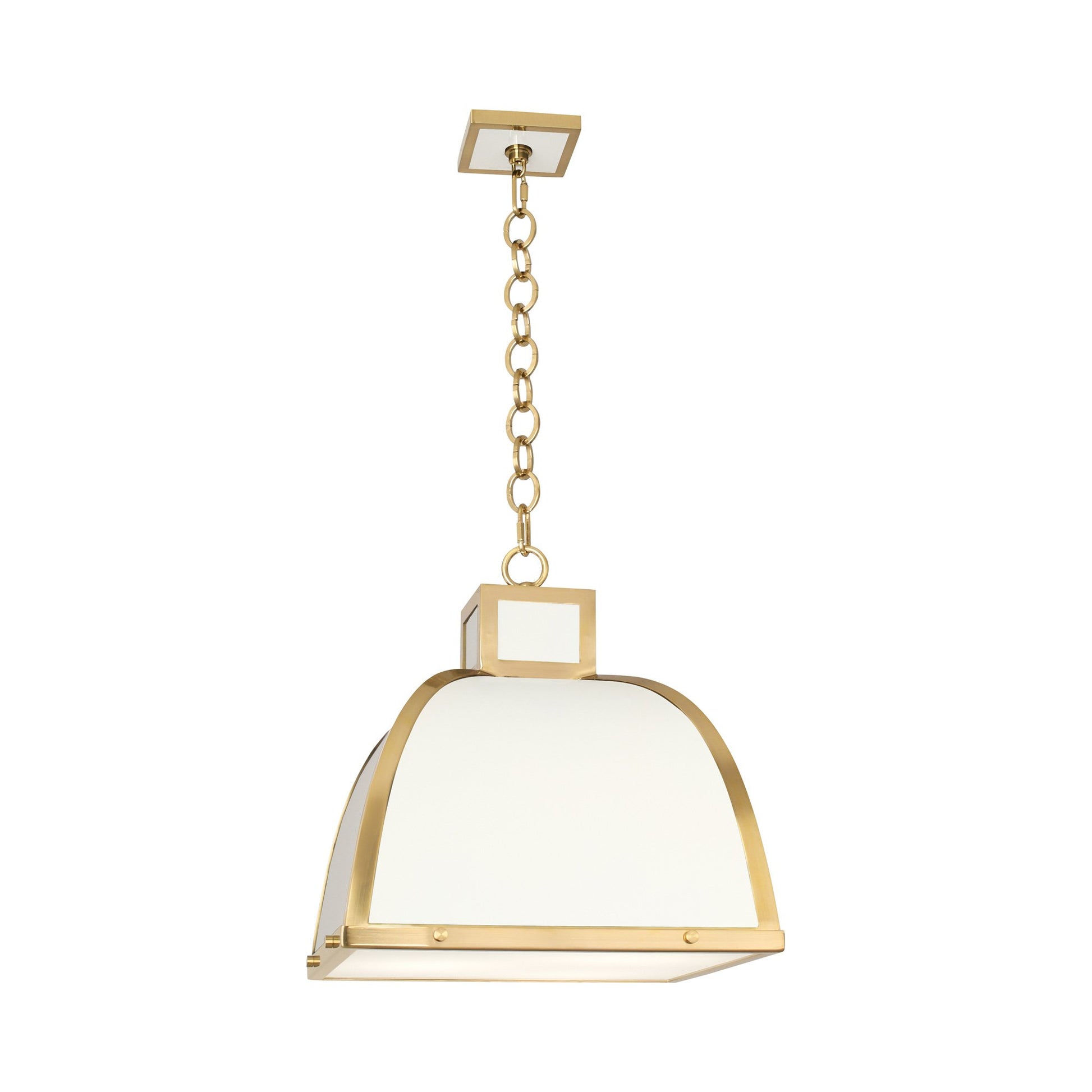 Ranger Pendant Light in Glossy White Painted/Modern Brass.