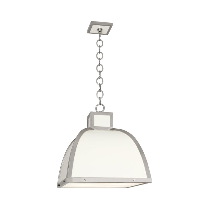 Ranger Pendant Light in Glossy White Painted/Polished Nickel.
