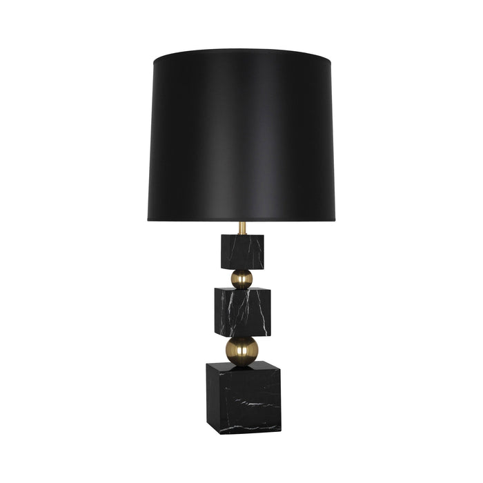 Totem Table Lamp in Black Marble/Black Opaque Parchment.