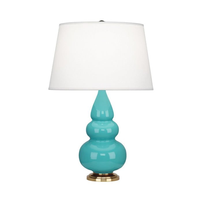 Triple Gourd Accent Lamp in Egg Blue/Antique Natural Brass.