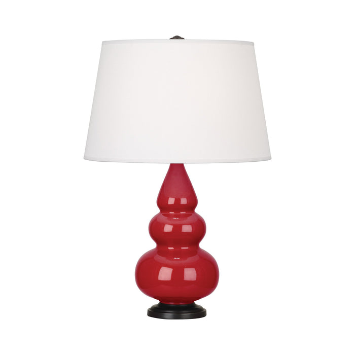 Triple Gourd Accent Lamp in Ruby Red/Deep Patina Bronze.