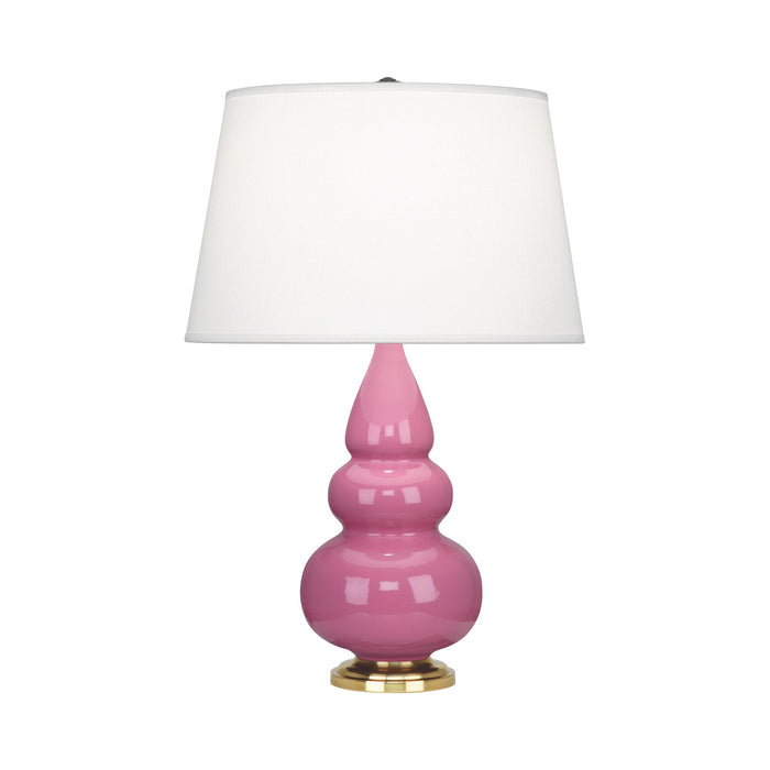 Triple Gourd Accent Lamp in Schiaparelli Pink/Antique Natural Brass.