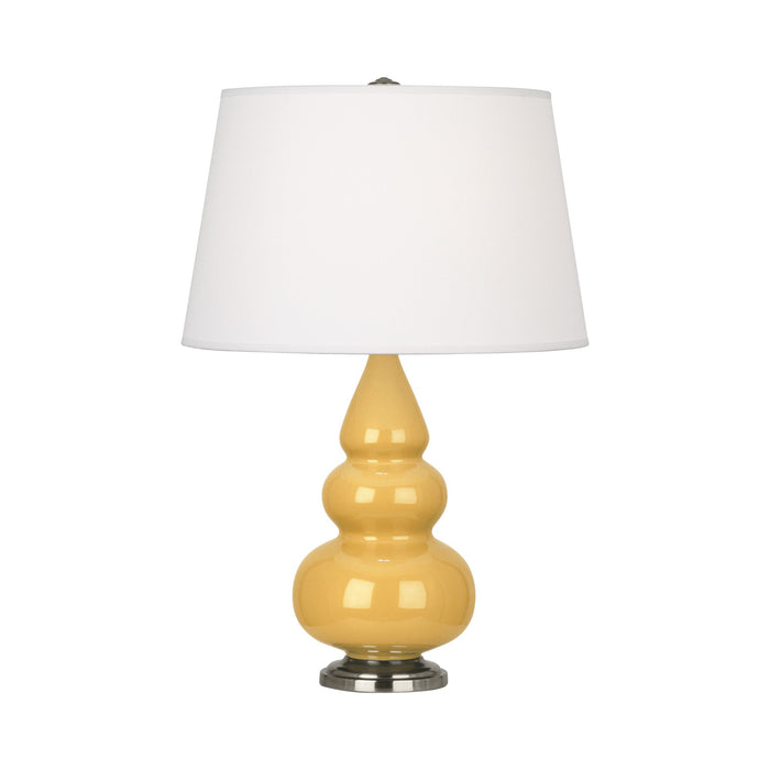 Triple Gourd Accent Lamp in Sunset Yellow/Antique Silver.