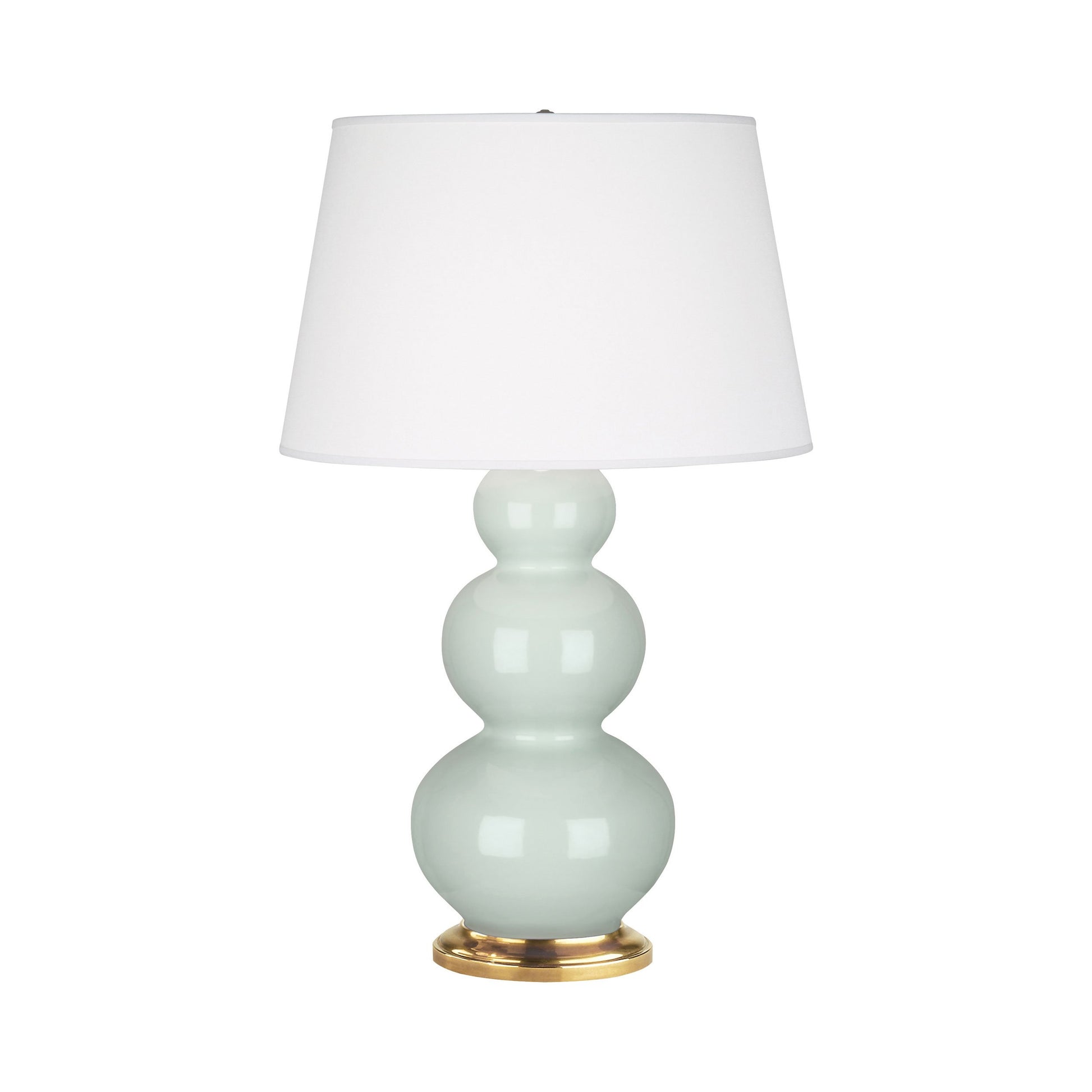 Triple Gourd Table Lamp in Antique Brass/Celadon.