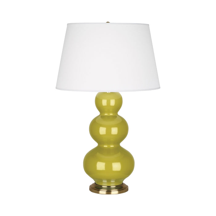 Triple Gourd Table Lamp in Antique Brass/Citron.