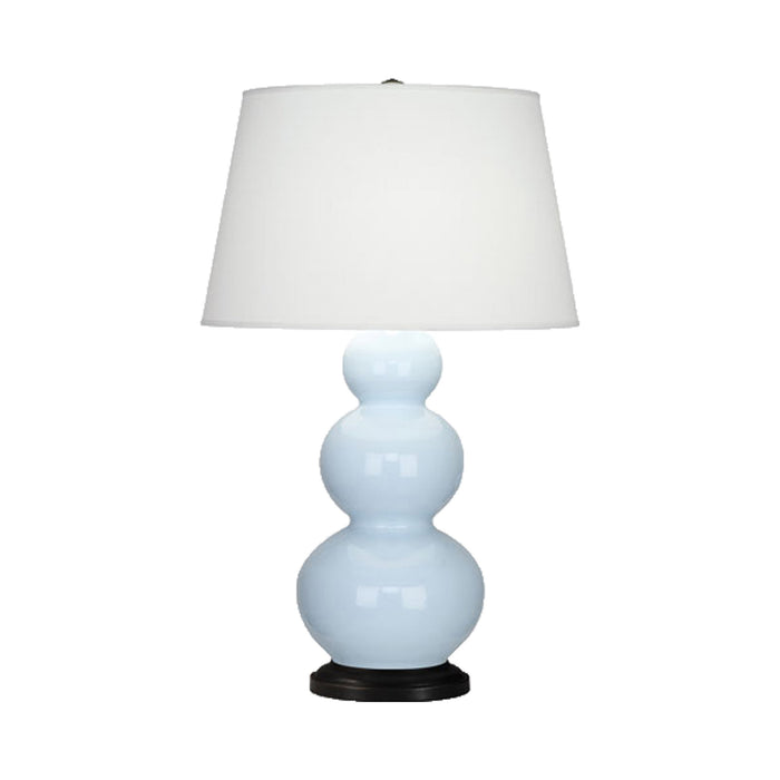 Triple Gourd Table Lamp in Deep Patina Bronze/Baby Blue.