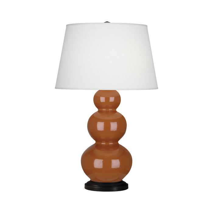 Triple Gourd Table Lamp in Deep Patina Bronze/Cinnamon.