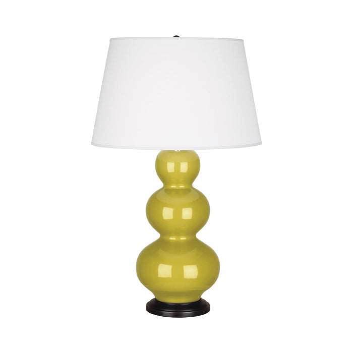 Triple Gourd Table Lamp in Deep Patina Bronze/Citron.
