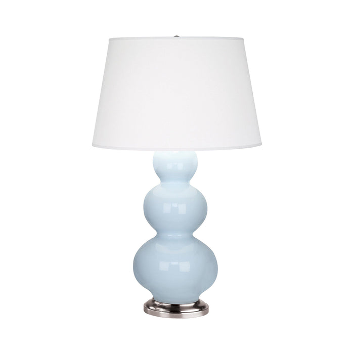 Triple Gourd Table Lamp in Antique Silver/Baby Blue.