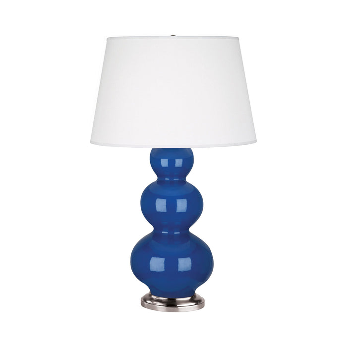 Triple Gourd Table Lamp in Antique Silver/Marine Blue.