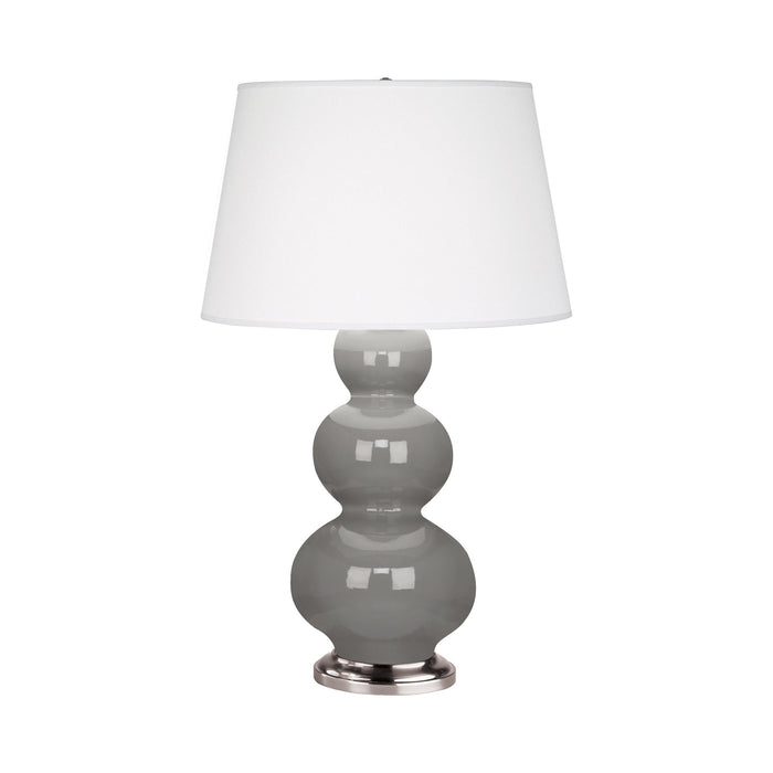 Triple Gourd Table Lamp in Antique Silver/Smokey Taupe.