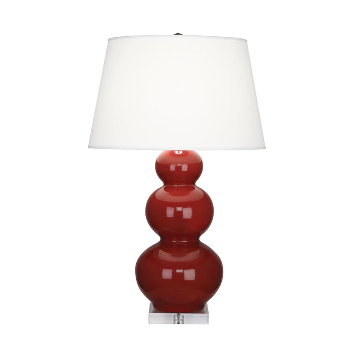 Triple Gourd Table Lamp in Lucite/Oxblood.