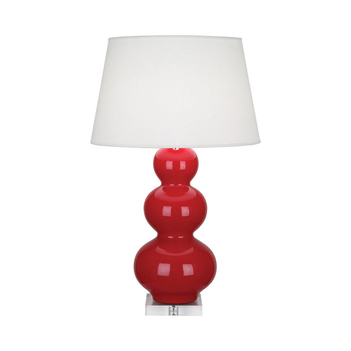 Triple Gourd Table Lamp in Lucite/Ruby Red.