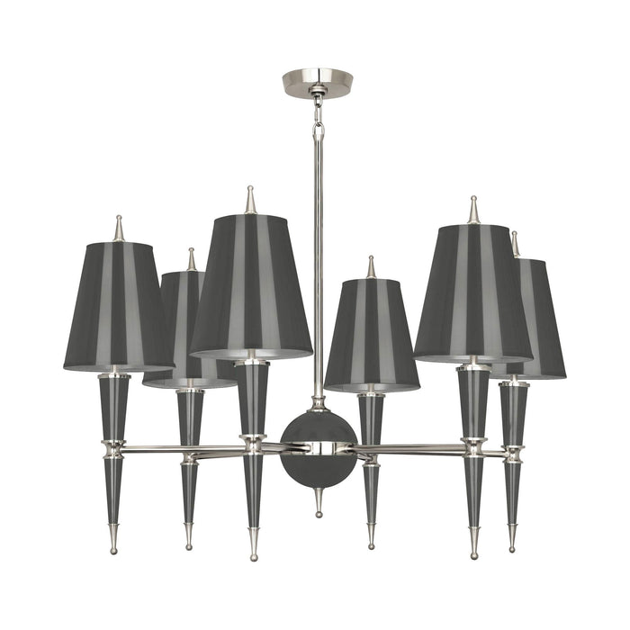 Versailles Chandelier in Ash Lacquer/Polished Nickel/Ash Opaque Parchment.