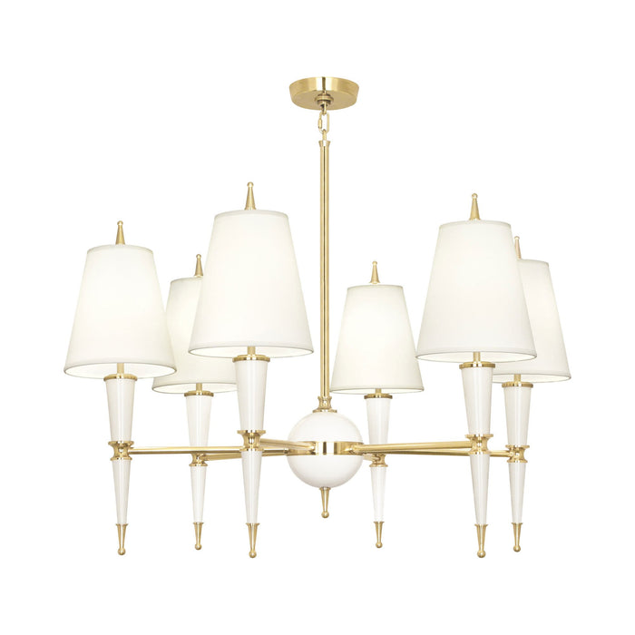 Versailles Chandelier in Lily Lacquer/Modern Brass/Fondine Fabric.