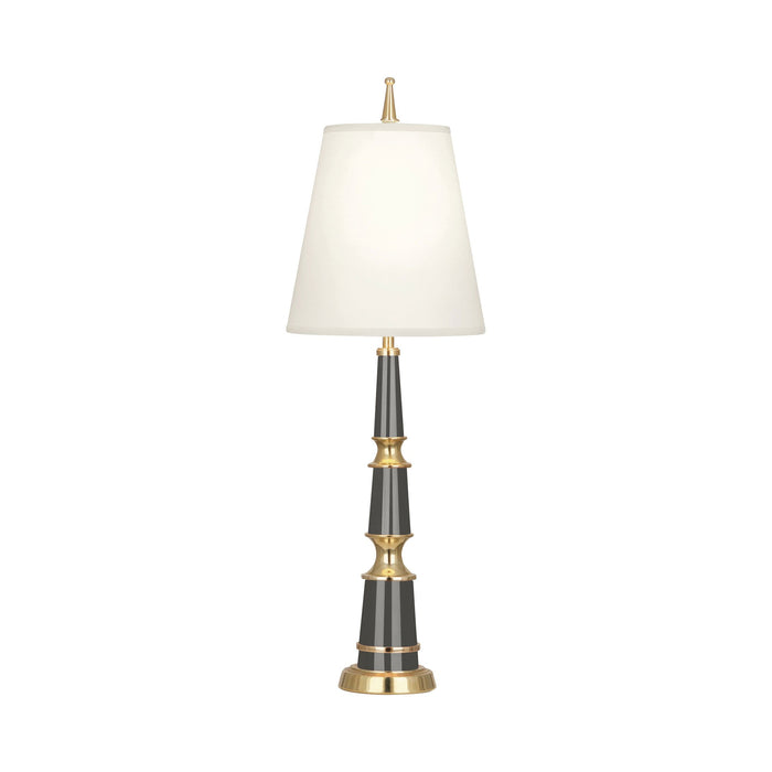 Versailles Table Lamp in Ash Lacquer/Modern Brass/Fondine Fabric (Small).