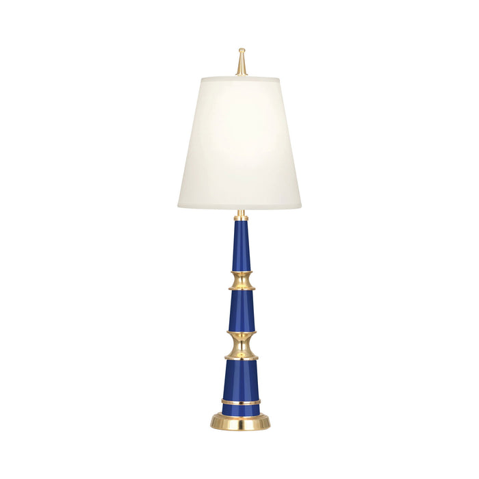 Versailles Table Lamp in Navy Lacquer/Modern Brass/Fondine Fabric (Small).