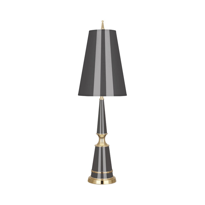 Versailles Table Lamp in Ash Lacquer/Modern Brass/Ash Painted Parchment/Matte Gold Lining (Large).