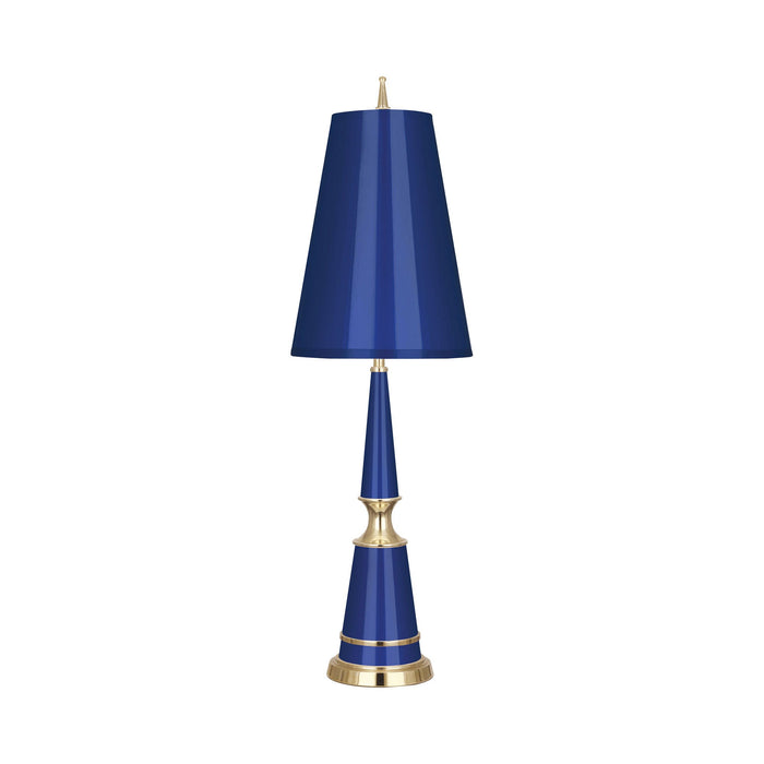 Versailles Table Lamp in Navy Lacquer/Modern Brass/Navy Painted Parchment/Matte Gold Lining (Large).