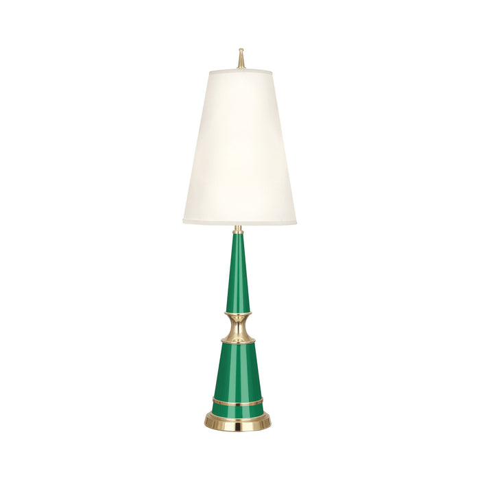 Versailles Table Lamp in Emerald Lacquer/Modern Brass/Fondine Fabric (Large).