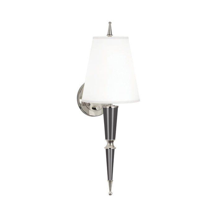 Versailles Wall Light in Ash Lacquer/Polished Nickel/Fondine Fabric.