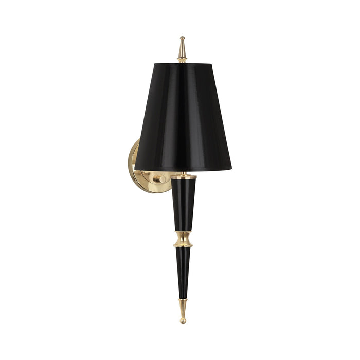 Versailles Wall Light in Black Lacquer/Modern Brass/Black Painted Parchment/Matte Gold Lining.