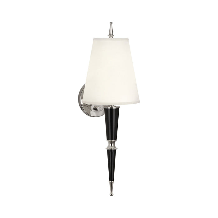 Versailles Wall Light in Black Lacquer/Polished Nickel/Fondine Fabric.