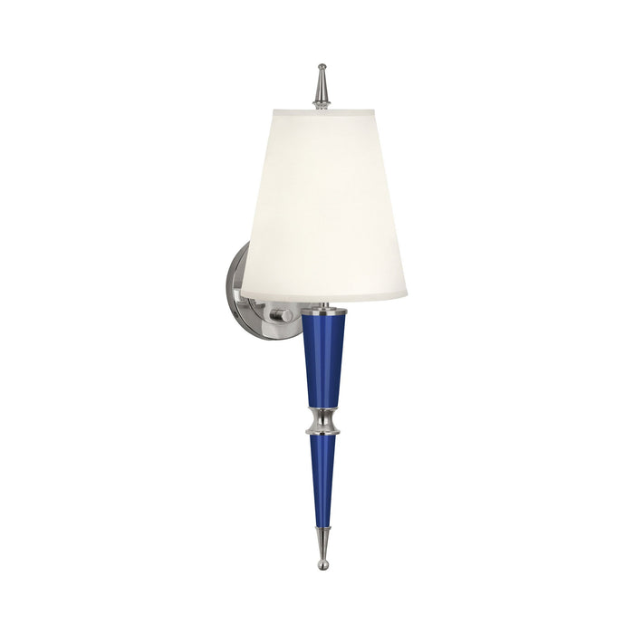 Versailles Wall Light in Navy Lacquer/Polished Nickel/Fondine Fabric.