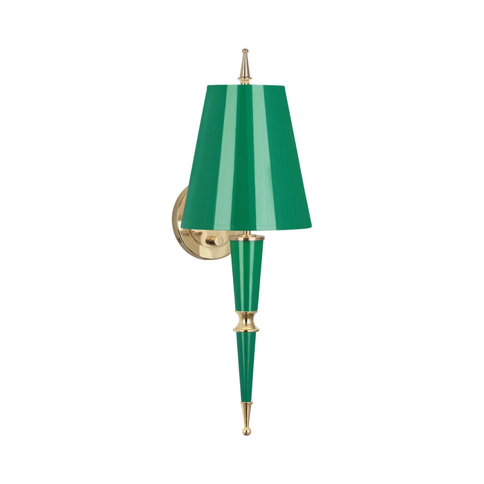 Versailles Wall Light in Emerald Lacquer/Modern Brass/Emerald Painted Parchment/Matte Gold Lining.