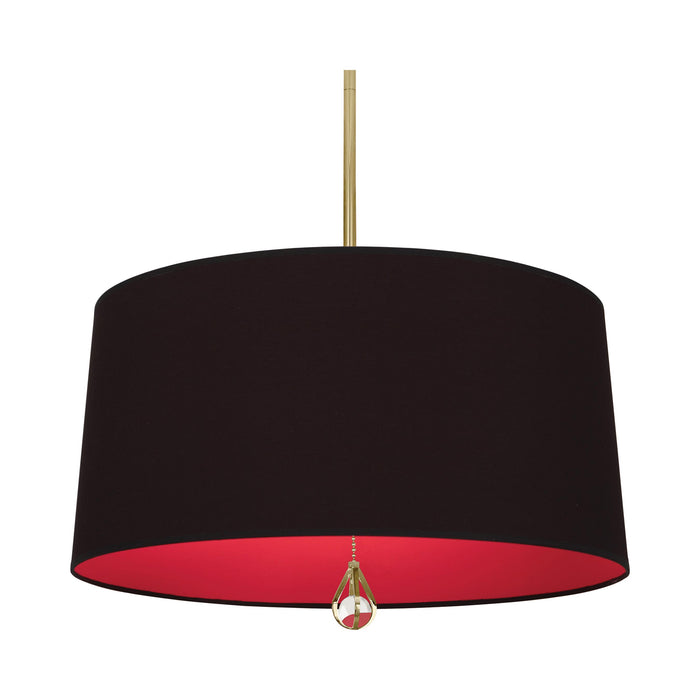 Williamsburg Custis Pendant Light in Modern Brass/Blacksmith Black/Richmond Red Lining.