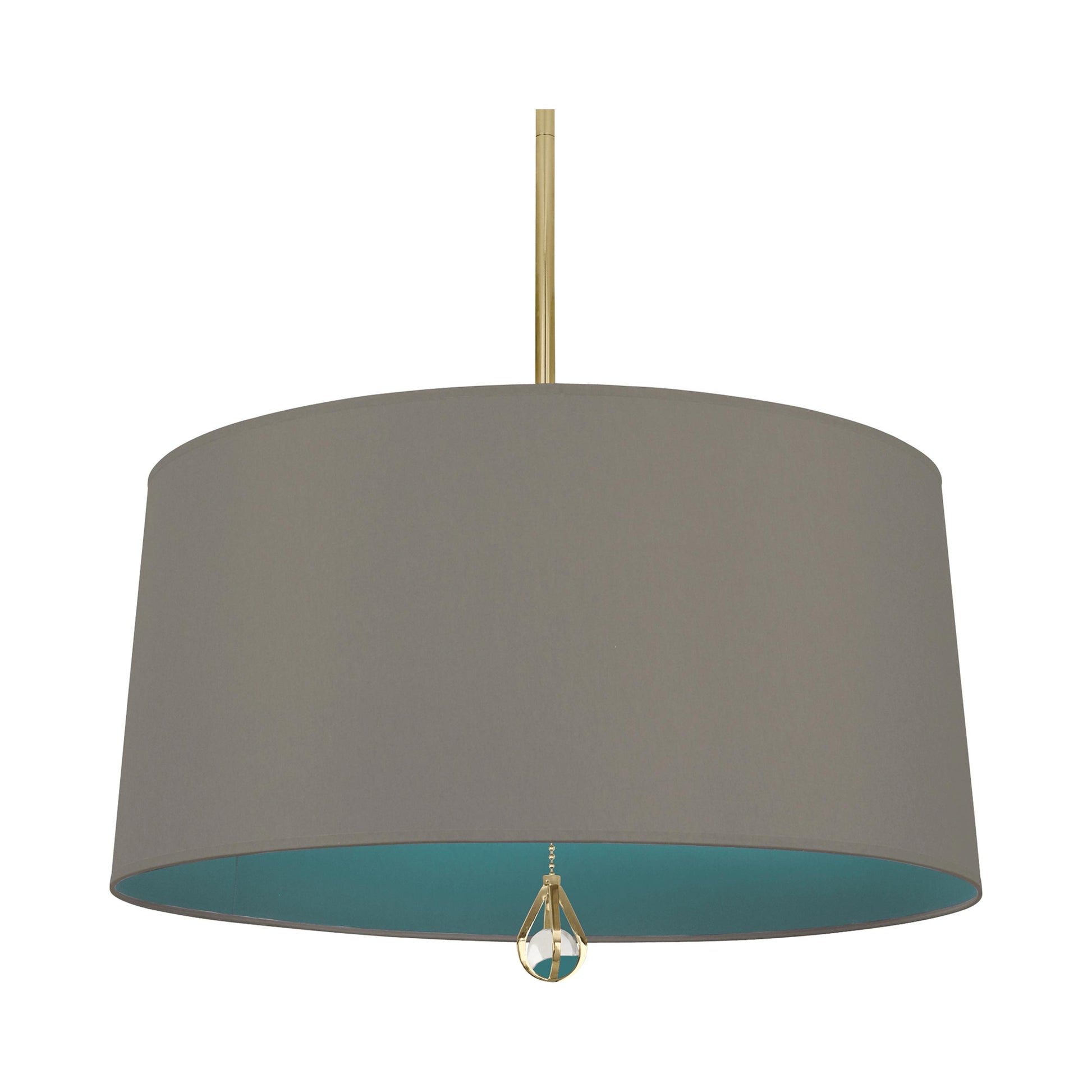 Williamsburg Custis Pendant Light in Modern Brass/Carter Gray/Mayo Teal Lining.