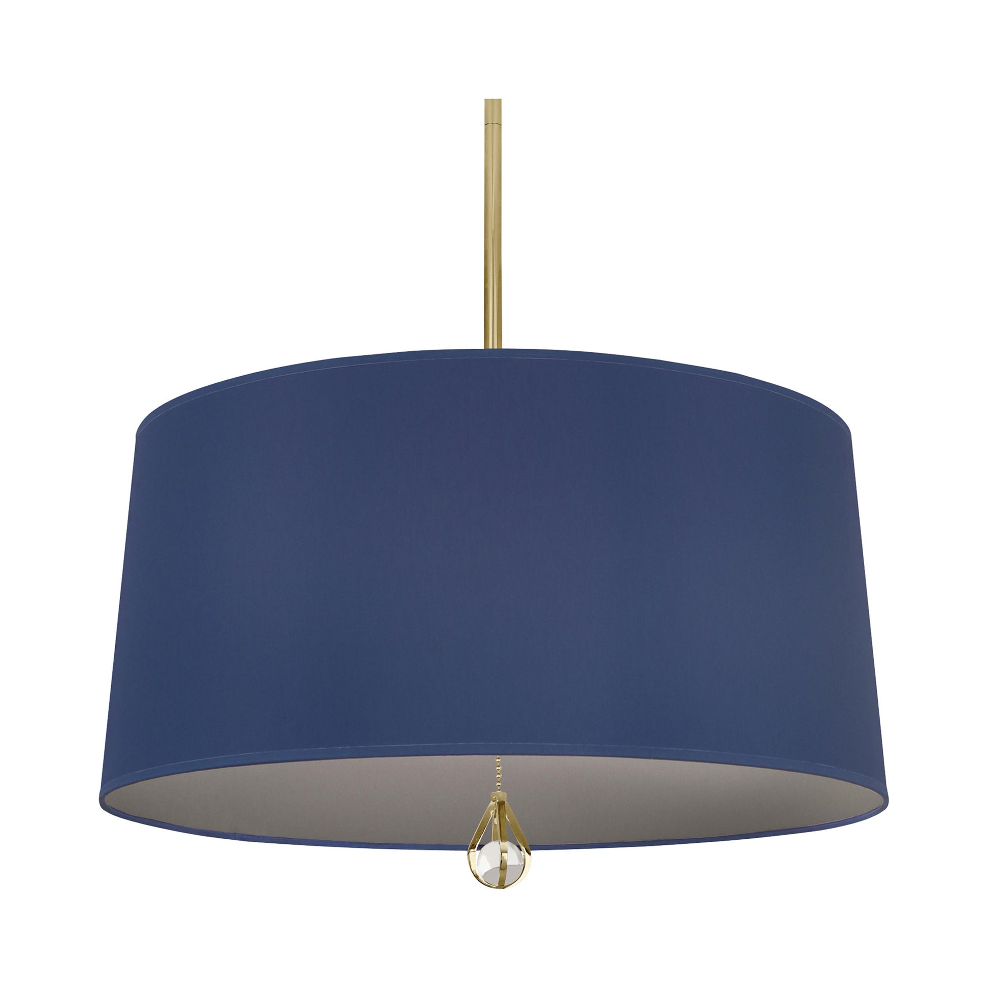 Williamsburg Custis Pendant Light in Modern Brass/Ink Blue/Carter Gray Lining.